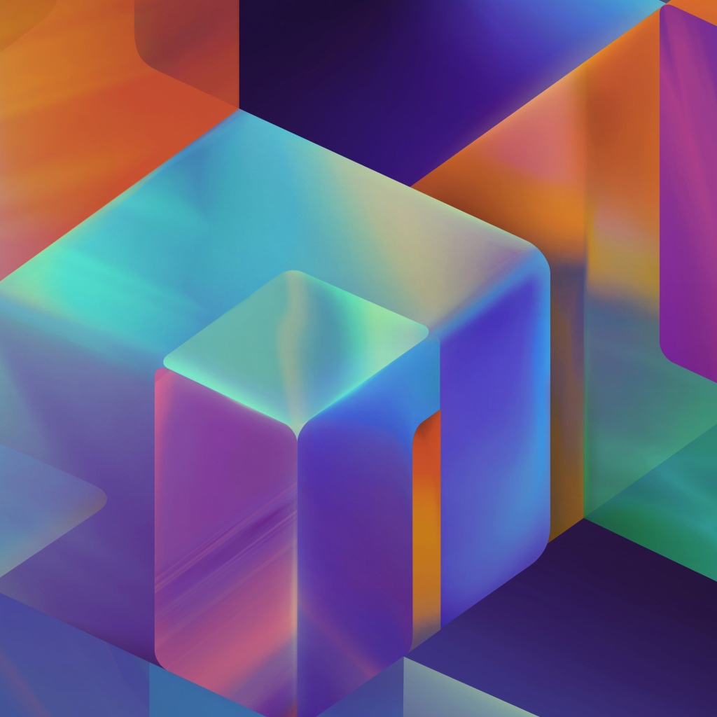 Радужные абстрактные кубы 3 д  графика 