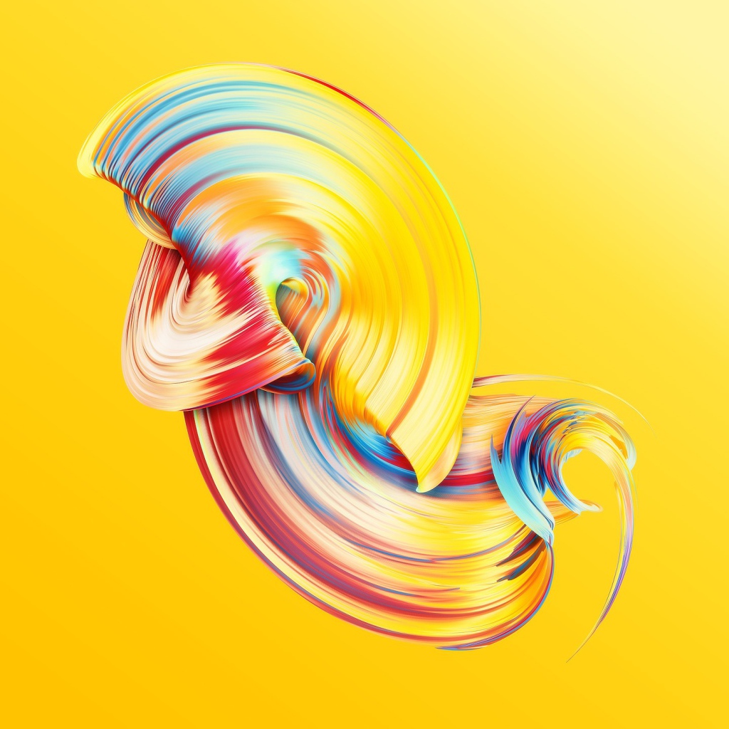 Радужный узор на желтом фоне 