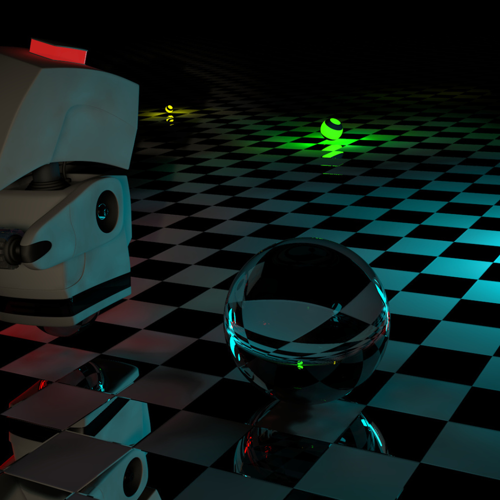 Робот и шары 3D графика 
