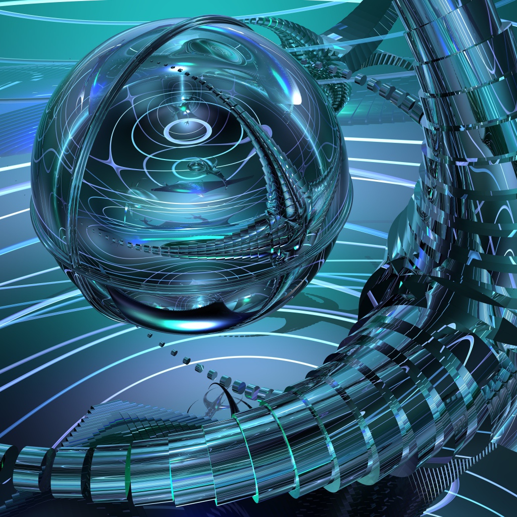 Шар и спирали 3д графика