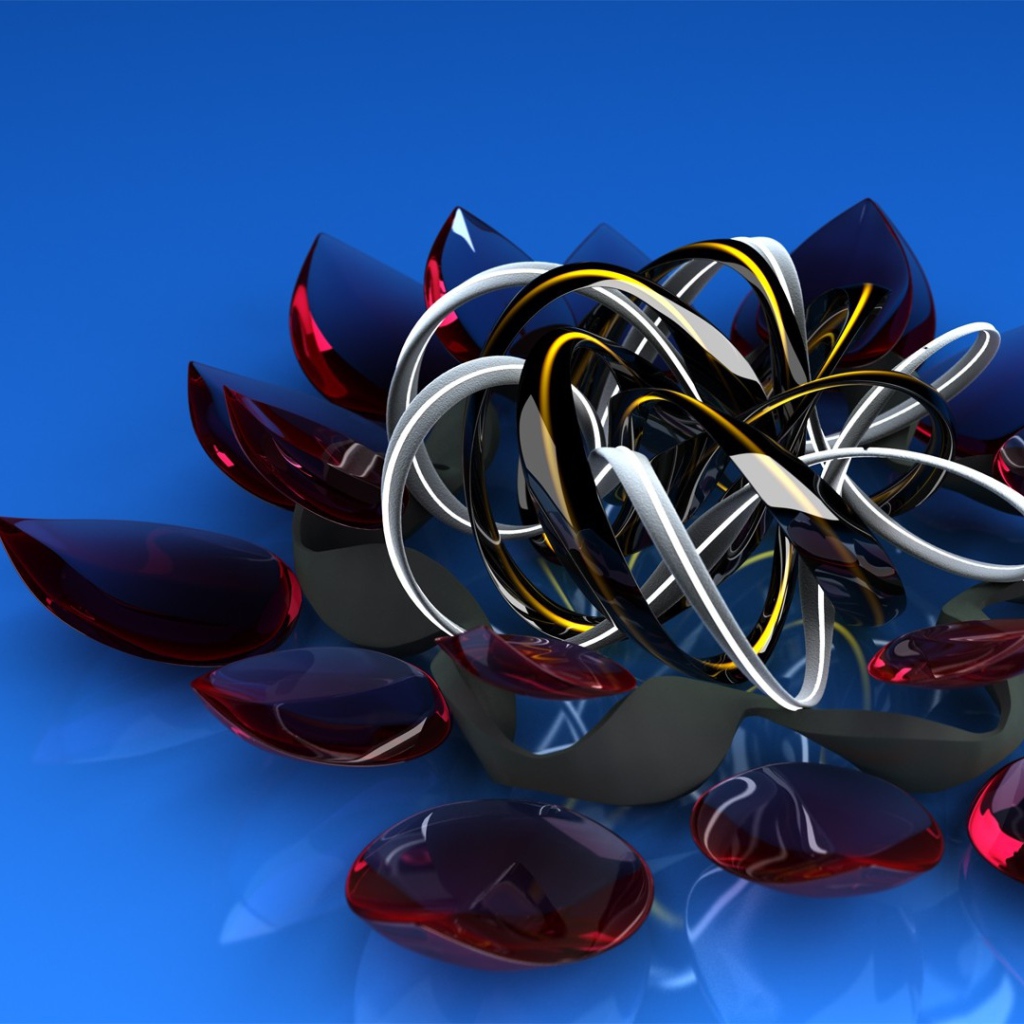 Необычный фигурный стеклянный цветок 3д графика