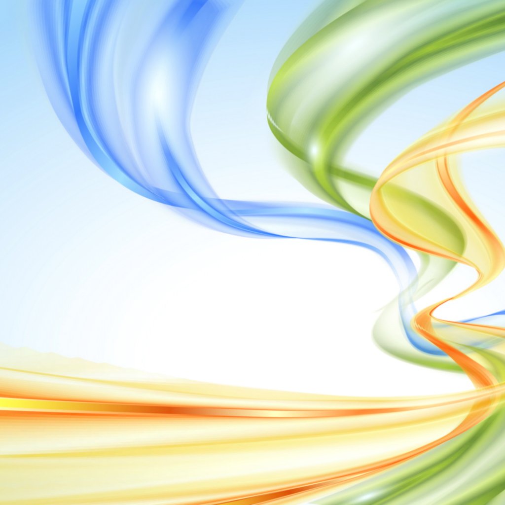 Вертикальные голубые, оранжевые и зеленые  абстрактные волны