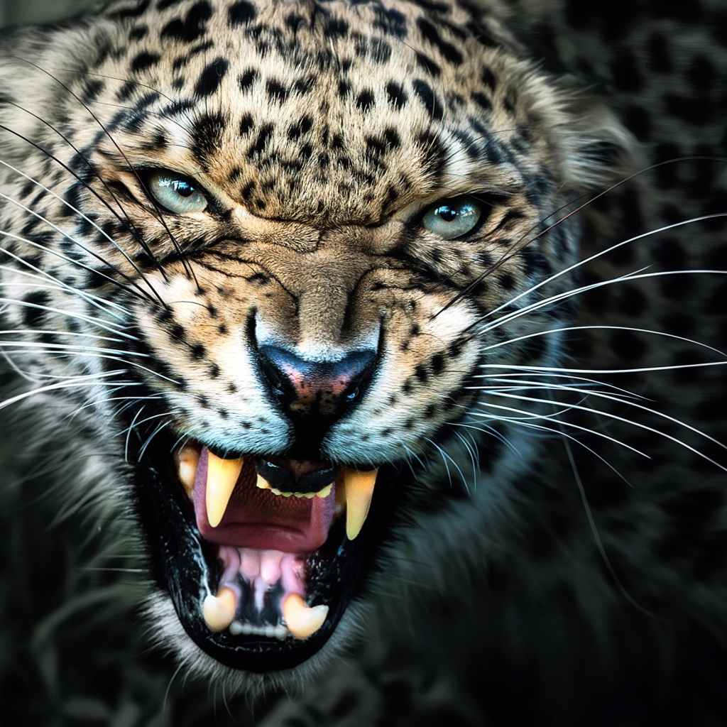 Грозный оскал красивого леопарда 
