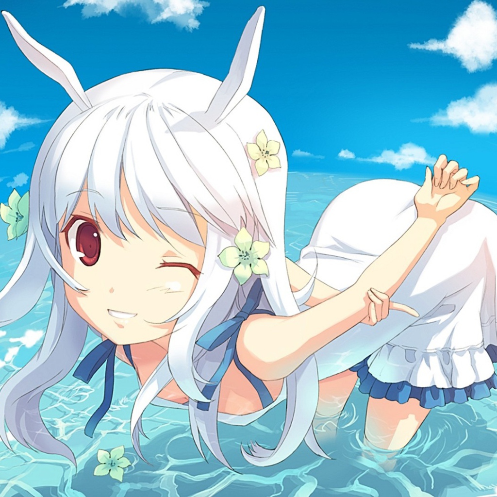 Девушка аниме с ушами кролика 