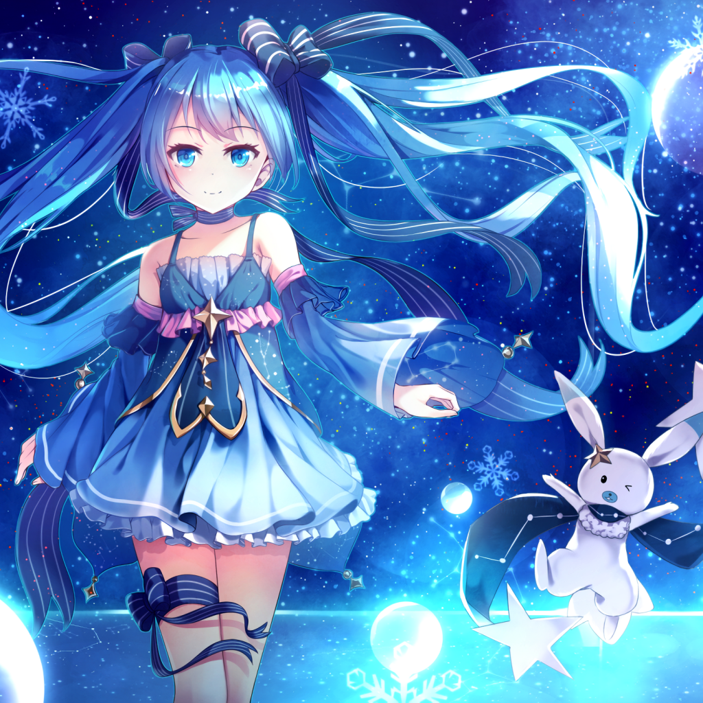 Девушка певица Мику Хацунэ аниме Вокалоид 