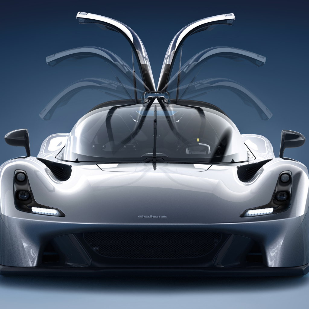 Серебристый автомобиль Dallara Stradale вид спереди