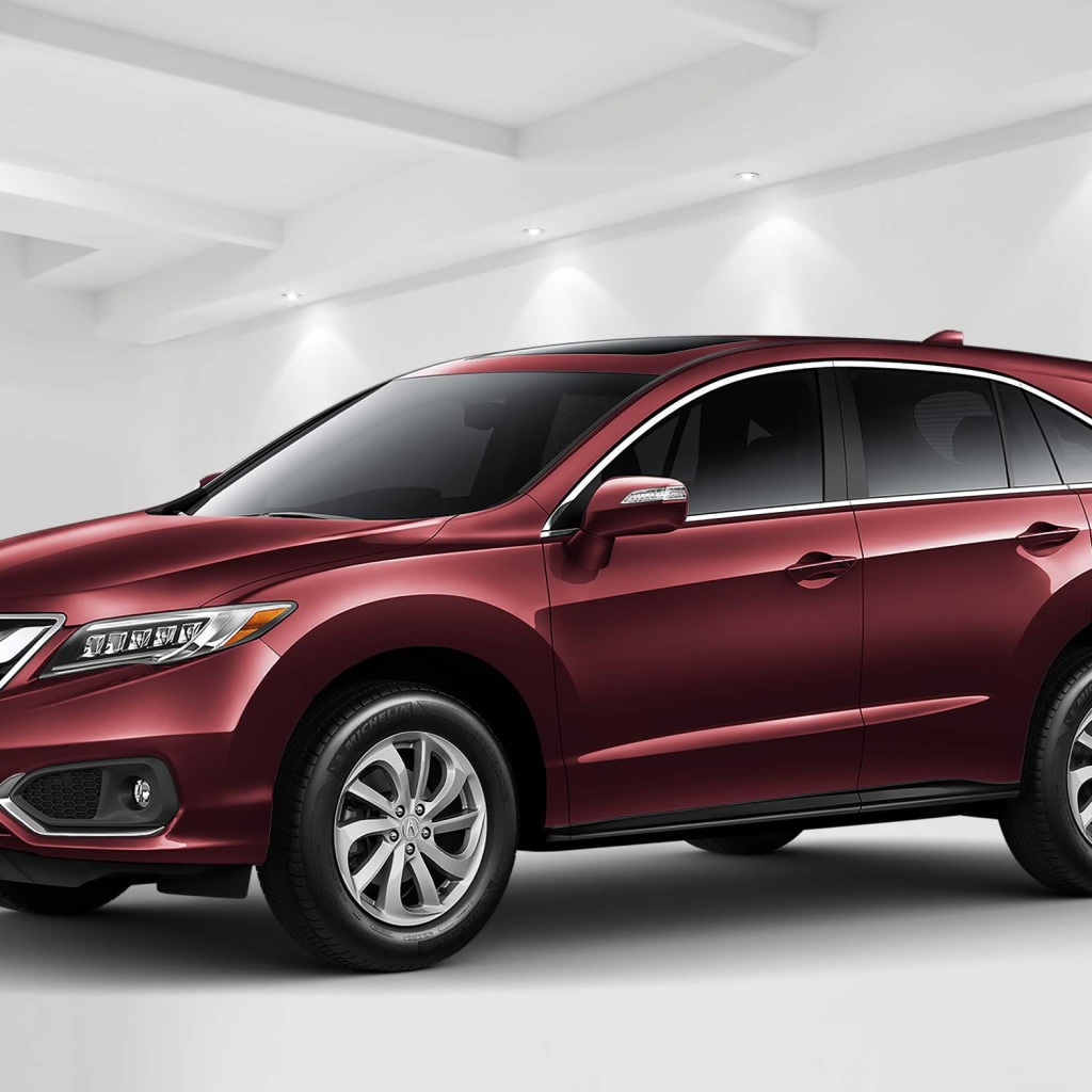 Бордовый автомобиль внедорожник Acura RDX Front Exterior, 2018