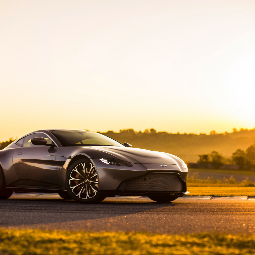 Sports car Aston Martin Vantage, 2018 in the sun