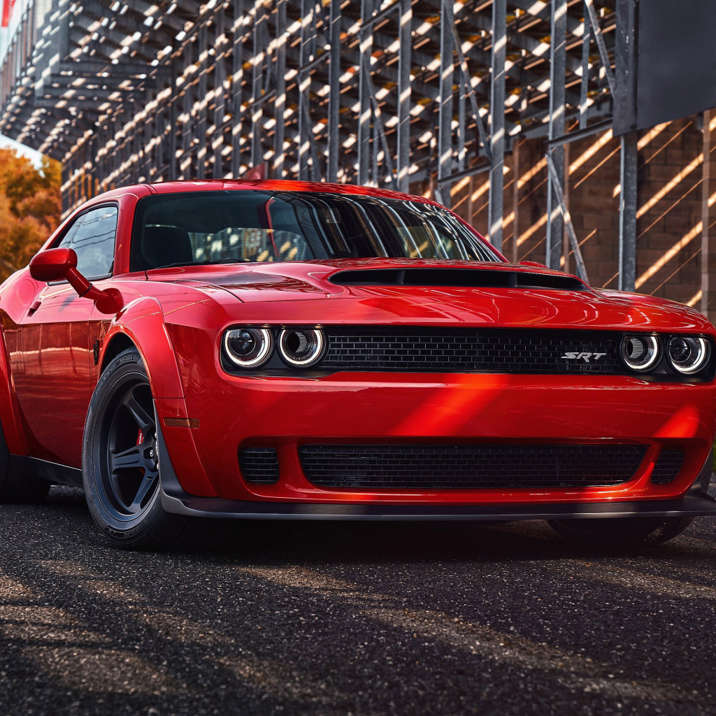 Red car Dodge Challenger SRT Demon, 2018