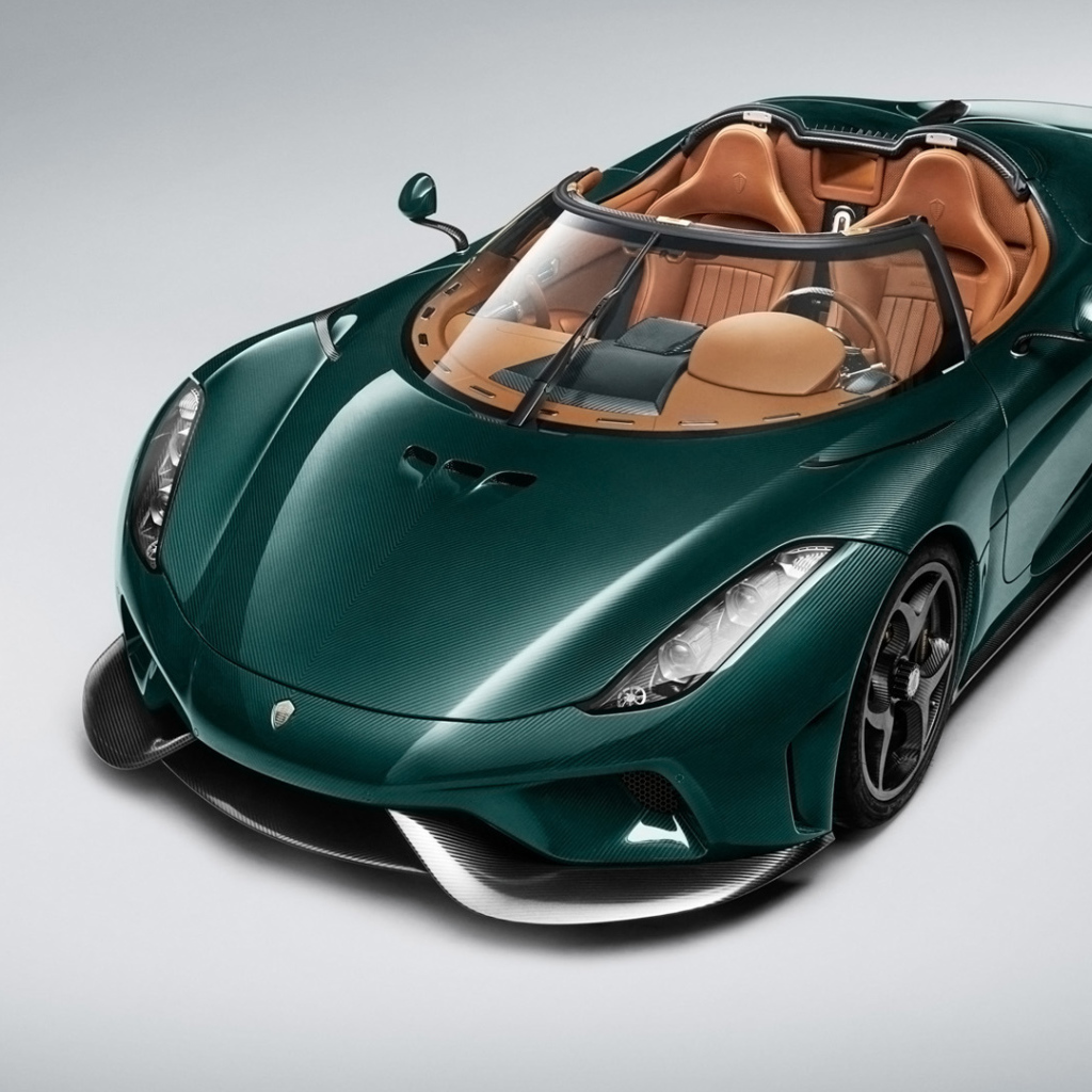 Зеленый автомобиль кабриолет  Koenigsegg Regera