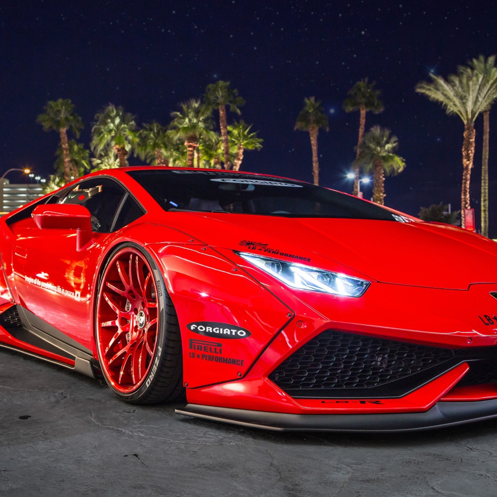 Красный суперкар Lamborghini Huracan 
