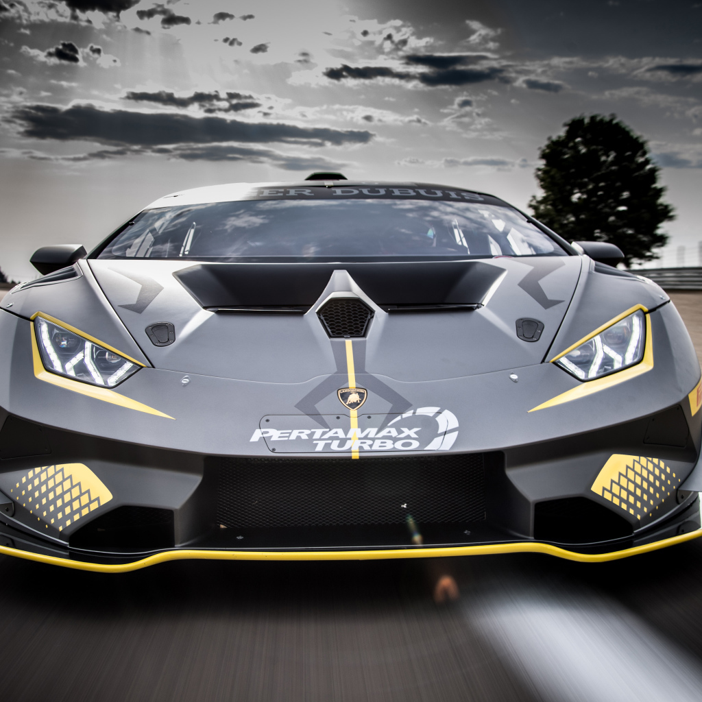 Спортивный автомобиль Lamborghini Huracan Super Trofeo EVO, 2018 вид спереди