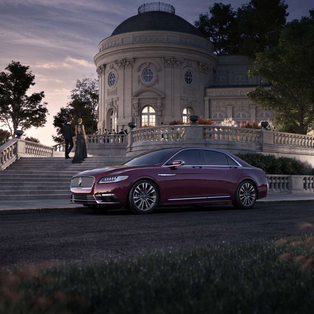 Стильный бордовый автомобиль Lincoln Continental, 2017