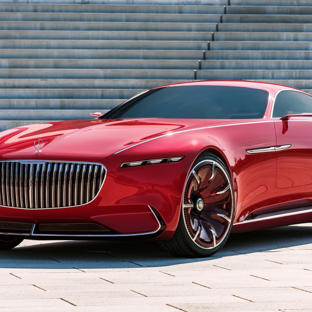Красный автомобиль Vision Mercedes Maybach 6, 2017 