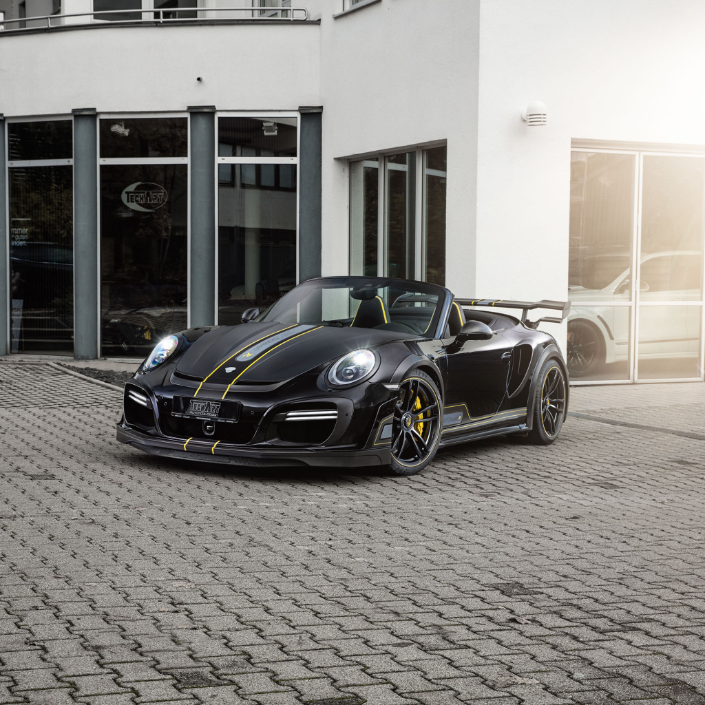 Черный кабриолет  Porsche 911 Turbo 2017 