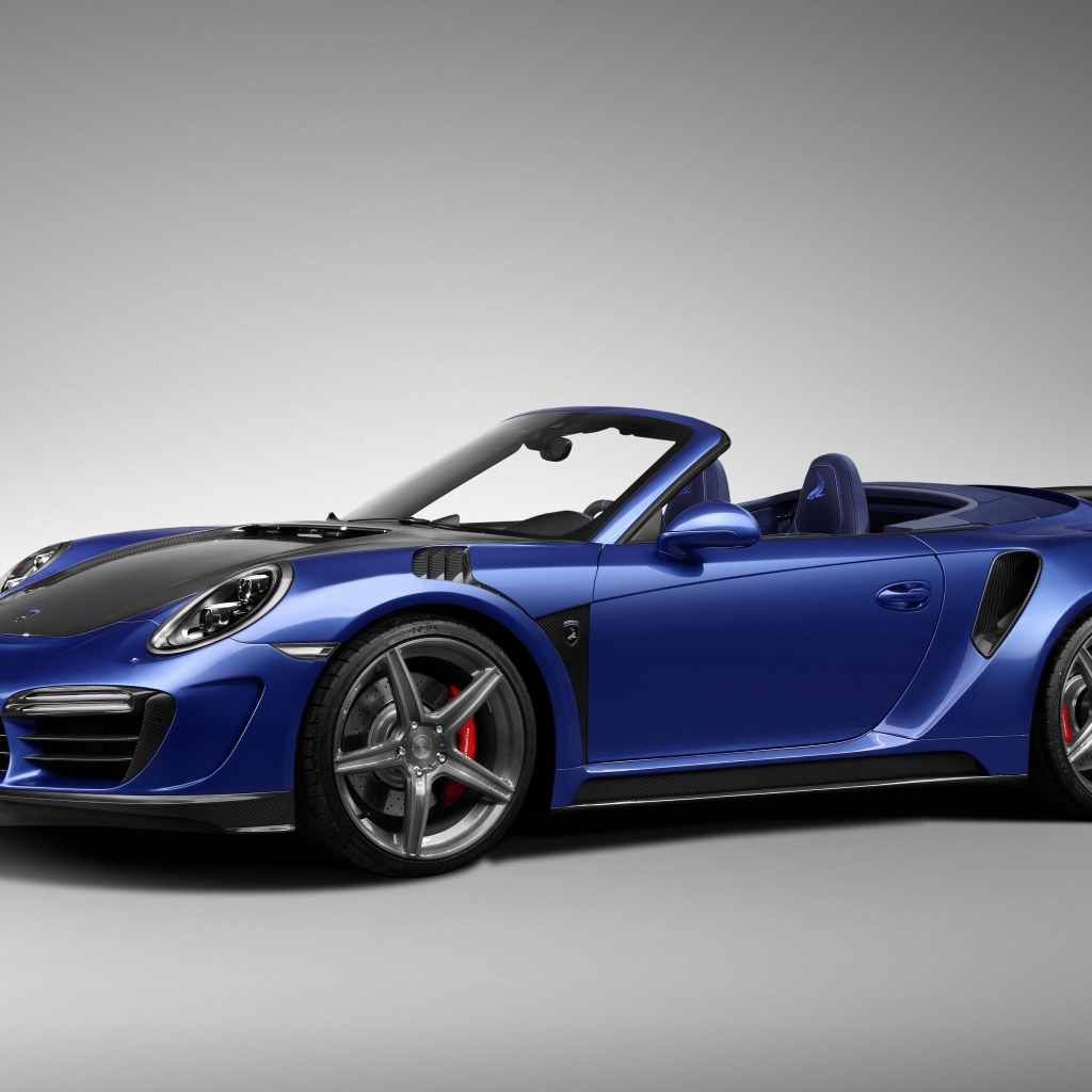 Синий автомобиль кабриолет Porsche 911 Stinger GTR, 2017 