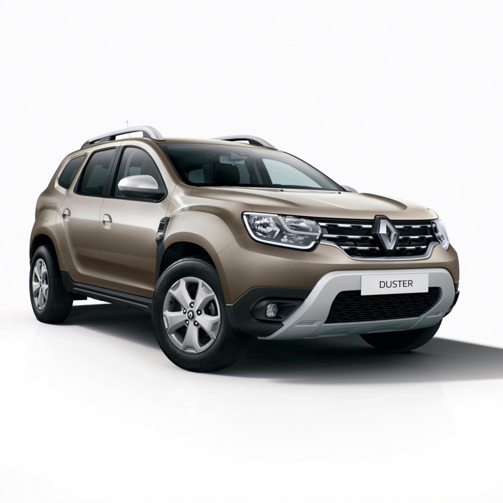 Внедорожник Renault Duster, 2018 на белом фоне