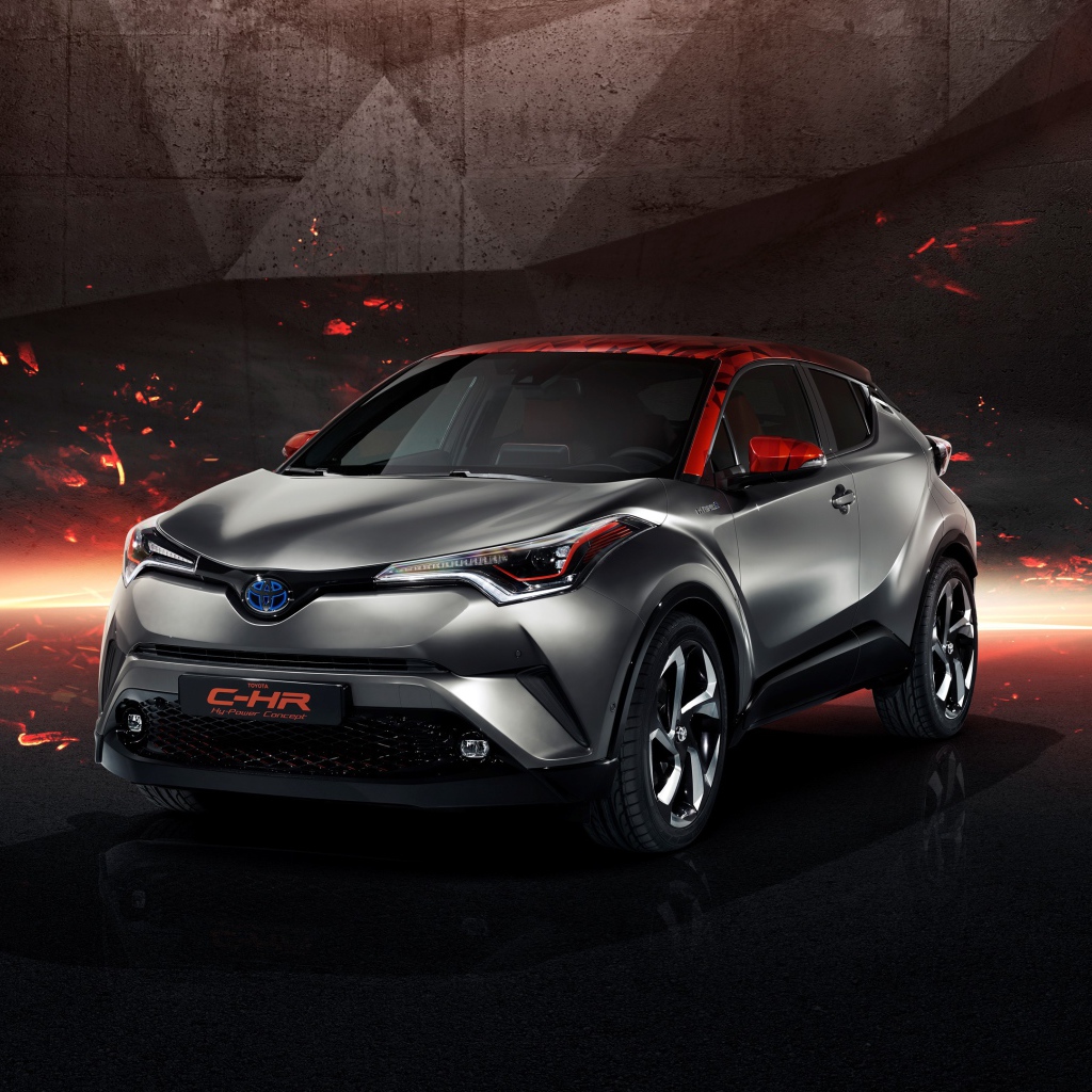 Стильный серебристый автомобиль Toyota C-HR Hy-Power, 2017