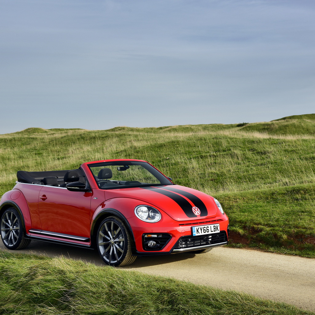 Красный маленький автомобиль Volkswagen Beetle 