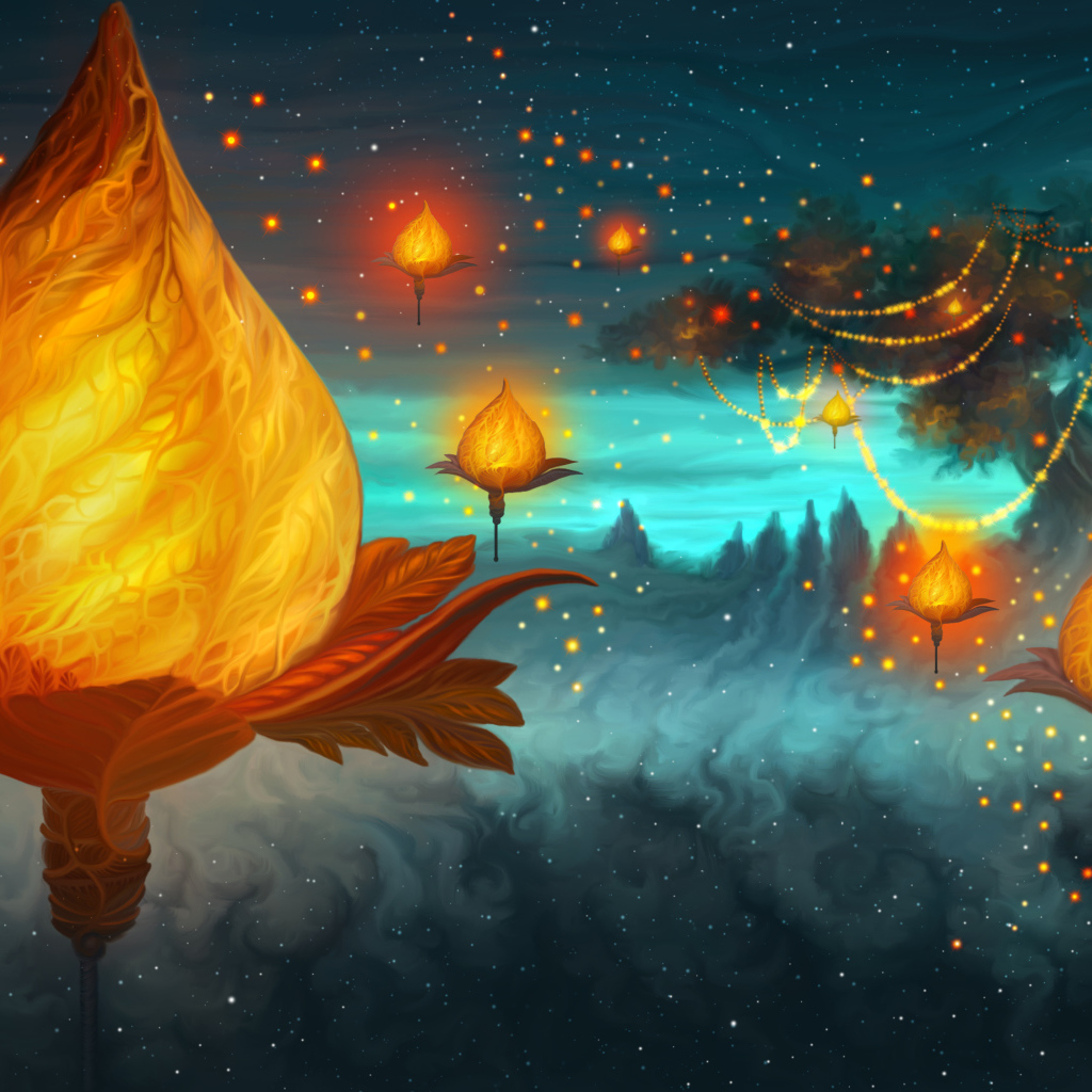 Фантастические светящиеся растения ночью