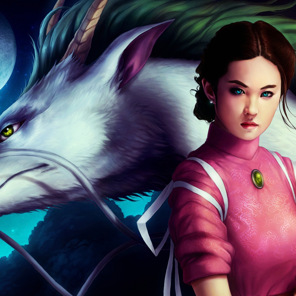 Девушка с белым драконом фэнтези Унесённые призраками