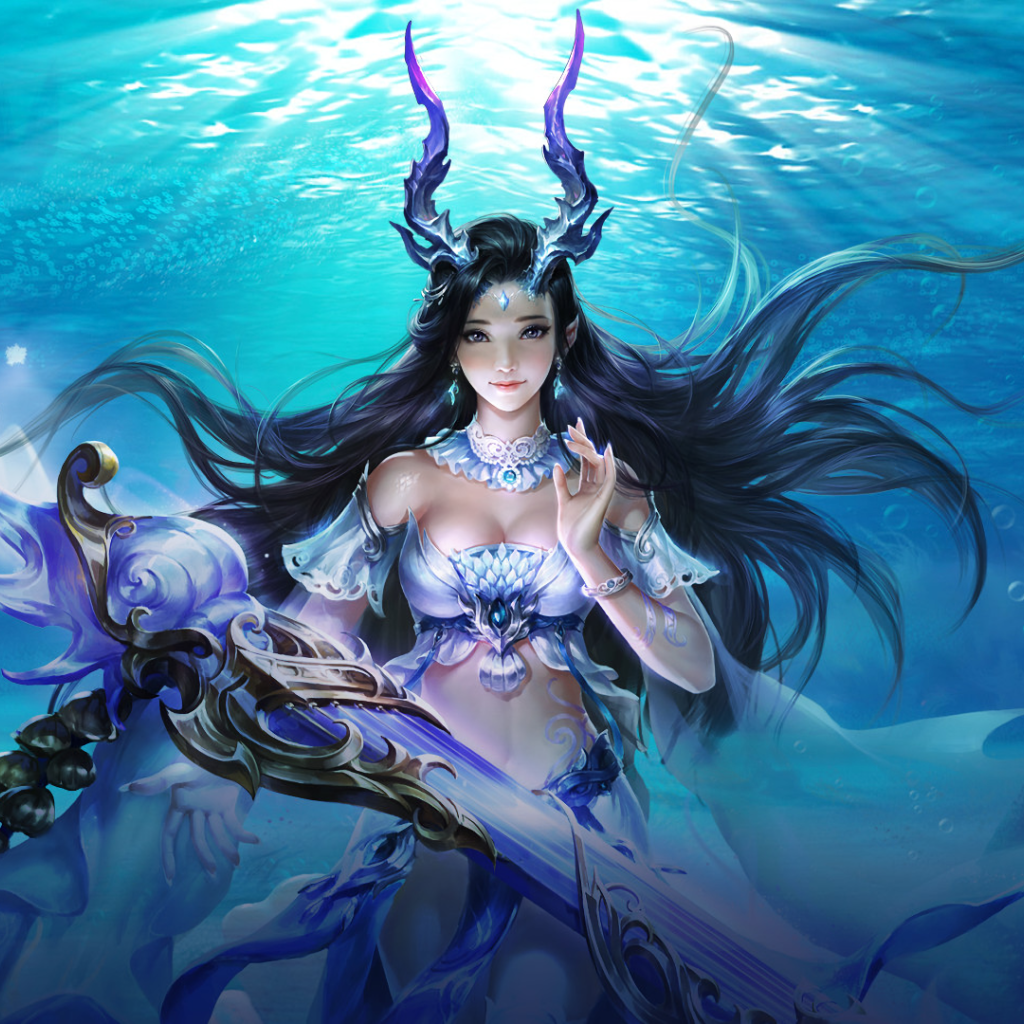 Девушка русалка под водой, фэнтези