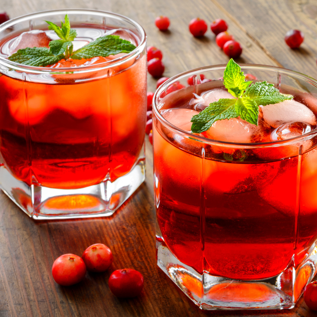 Освежающий напиток с клюквой и мятой
