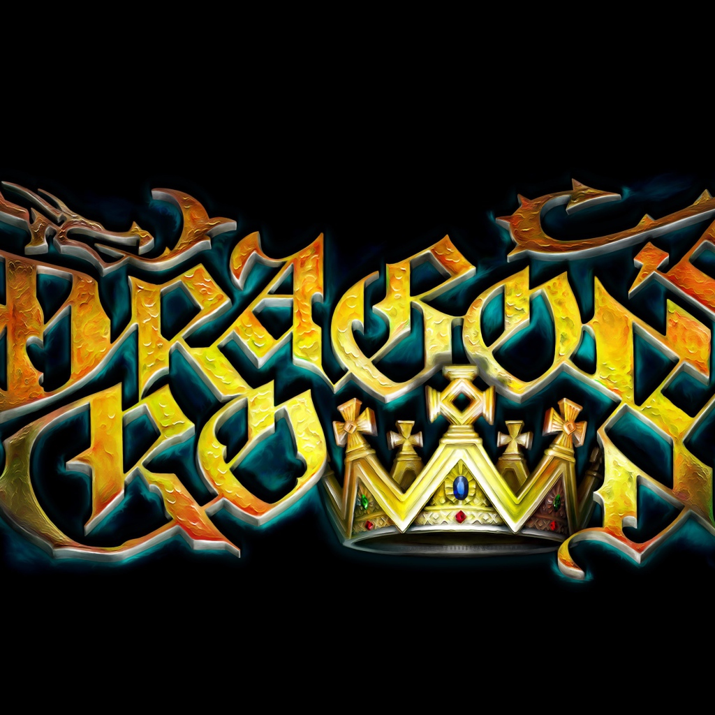Логотип компьютерной игры  Dragon's Crown, 2017 на черном фоне