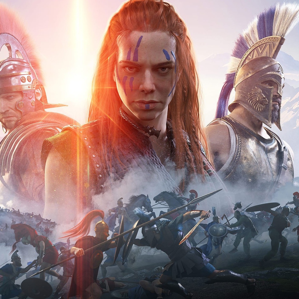 Постер новой компьютерной игры Total War Arena с главными персонажами