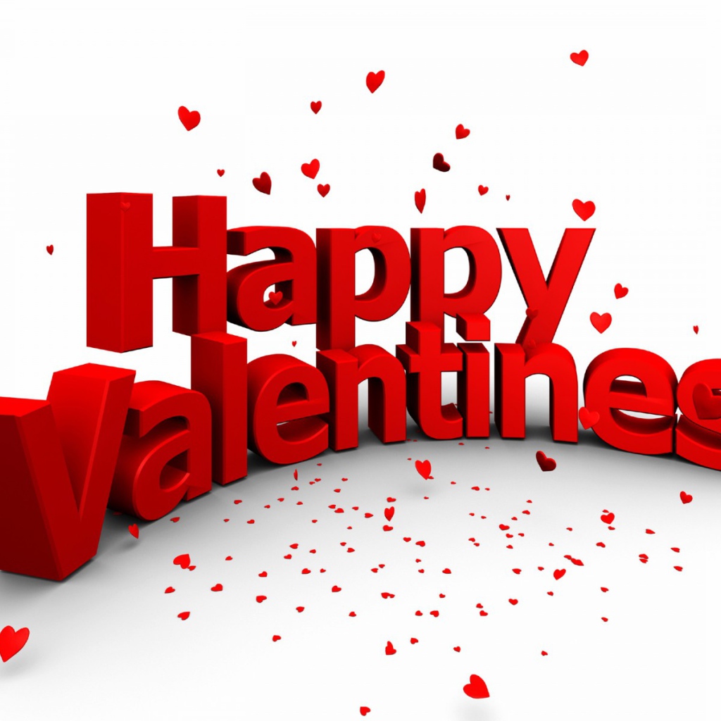 Красная надпись С Днем Святого Валентина на белом фоне 