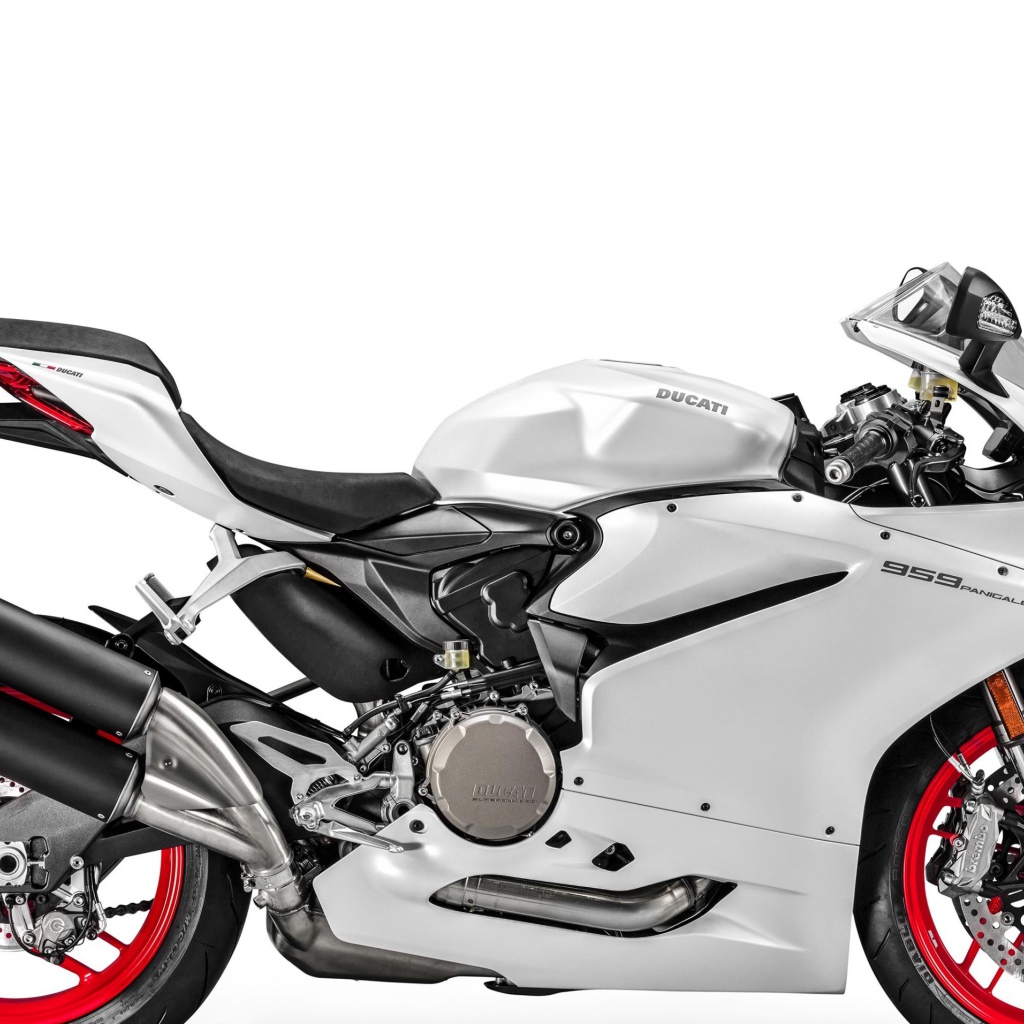 Супербайк Ducati 959 Panigale на белом фоне