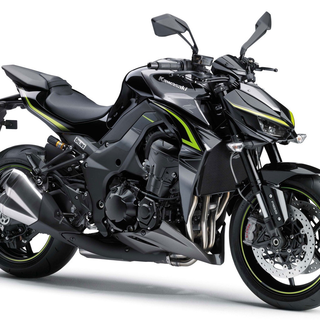 Стильный  черный мотоцикл Kawasaki Z1000R, 2017