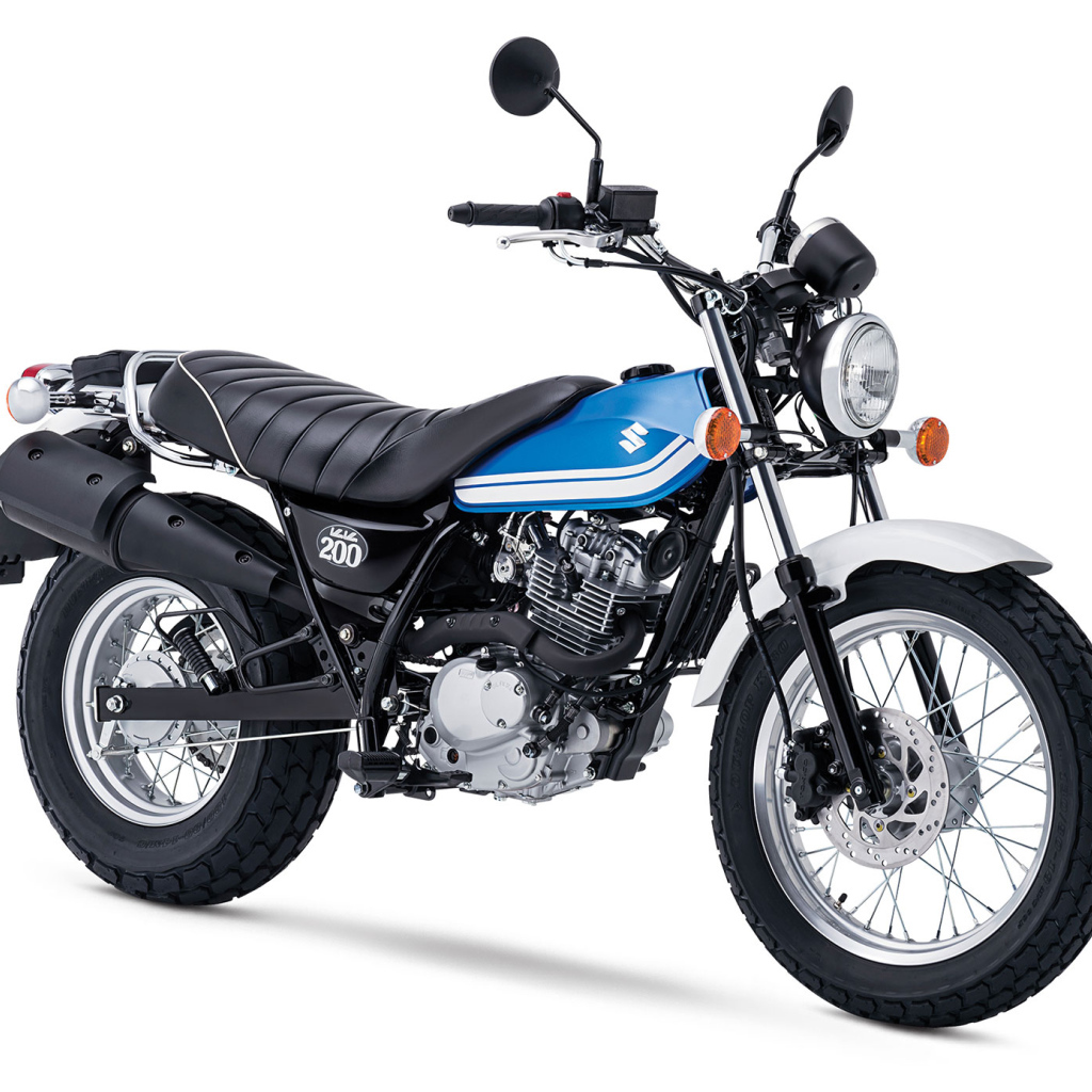 Мотоцикл Suzuki VanVan 200  на белом фоне 