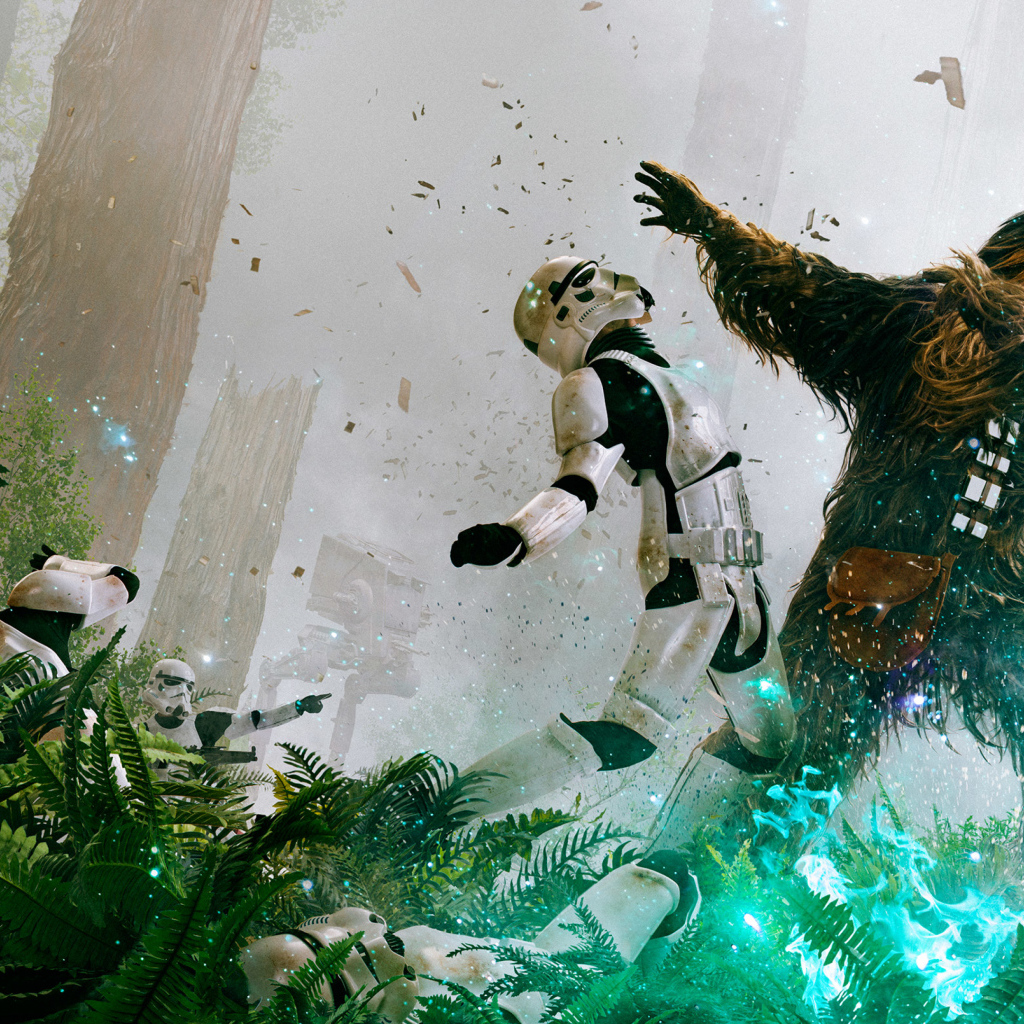 Чубакка сражается с имперскими штурмовиками, Звездные войны 