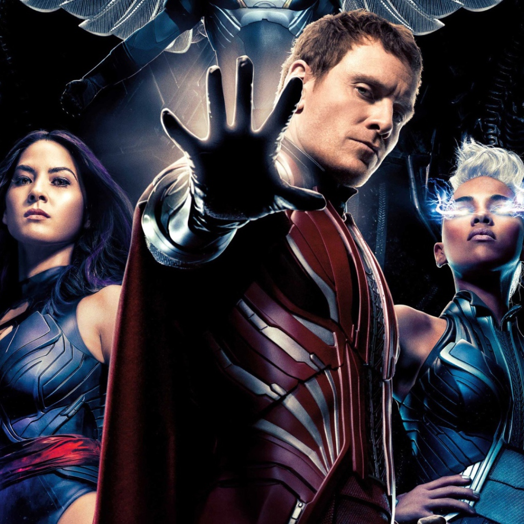 Магнето, Шторм, Псайлок персонажи фильма Люди Икс Апокалипсис 