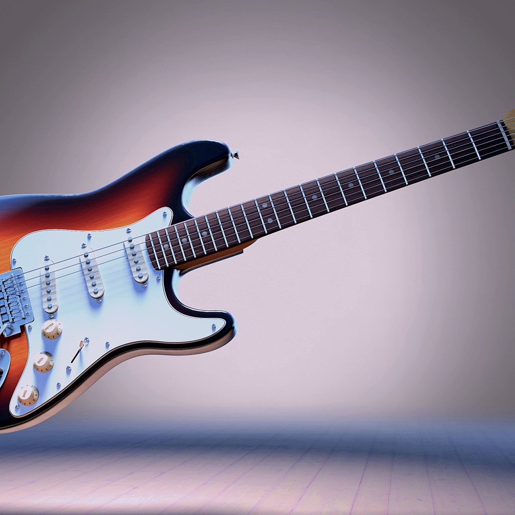 Электрическая гитара висит в воздухе