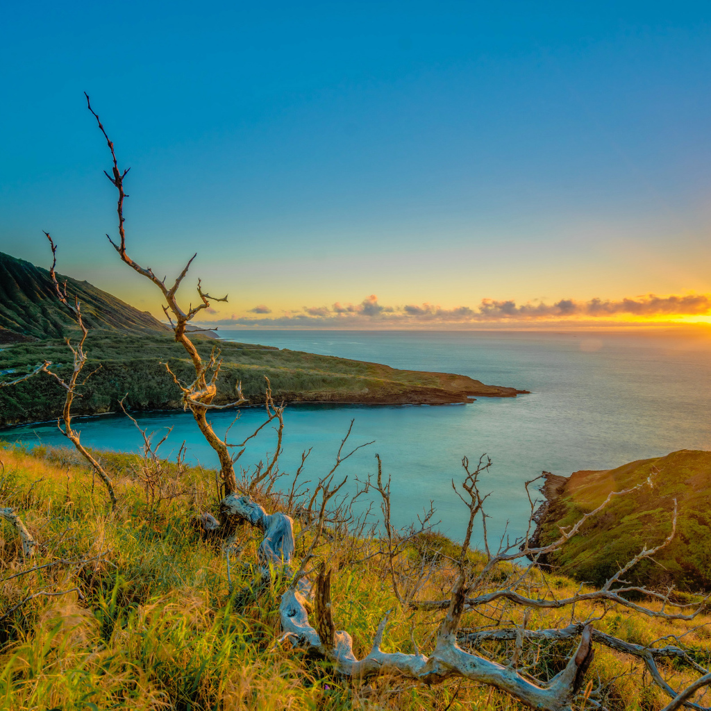 Восход яркого солнца над океаном 