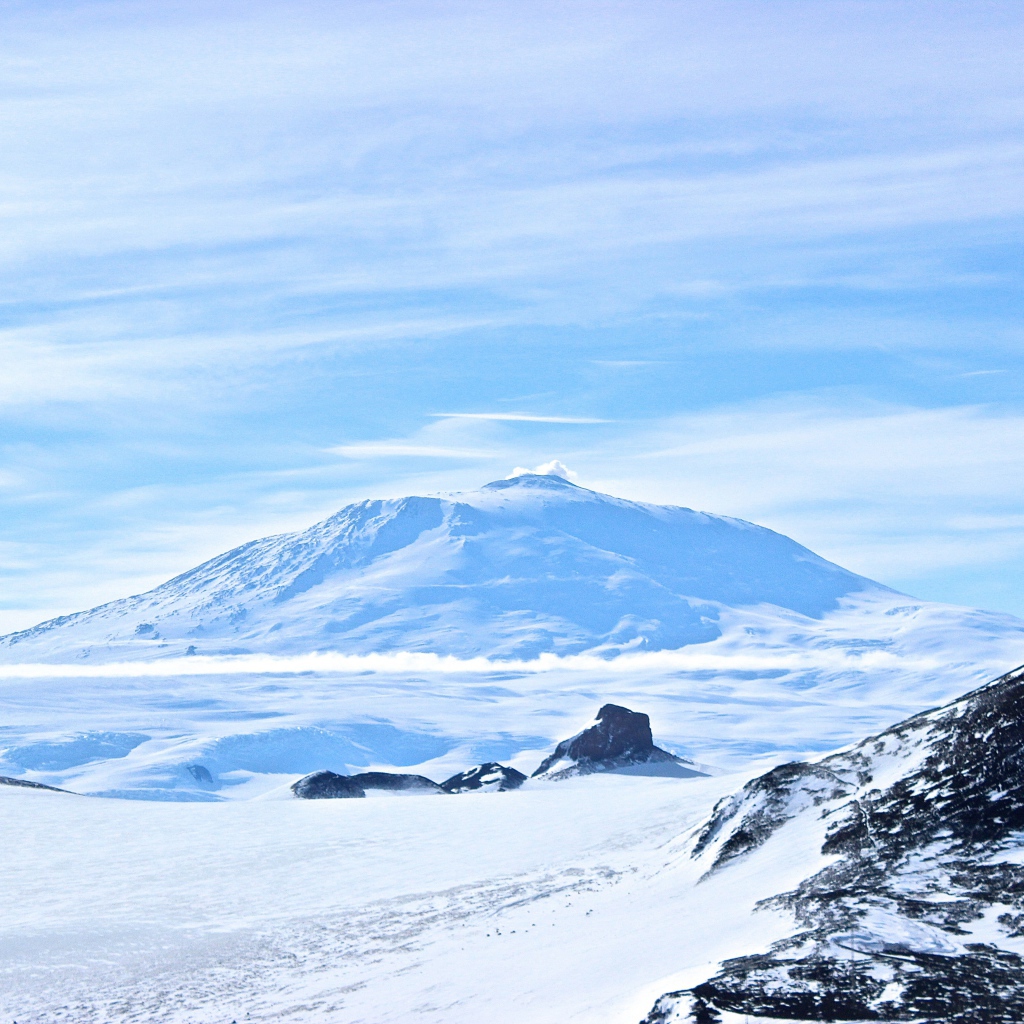 Snow-covered volcano Erebus, Antarctica