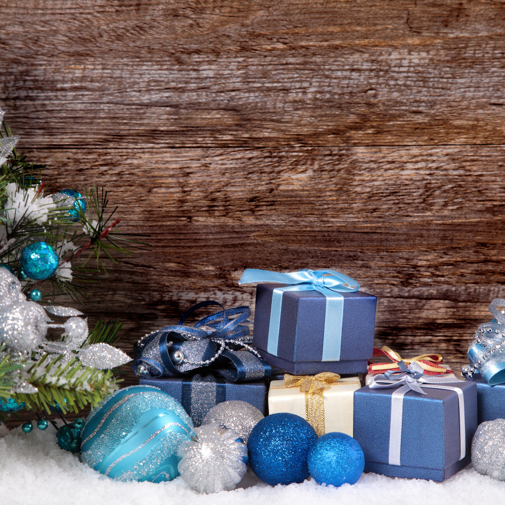 Подарки под елкой, шаблон для новогодней открытки