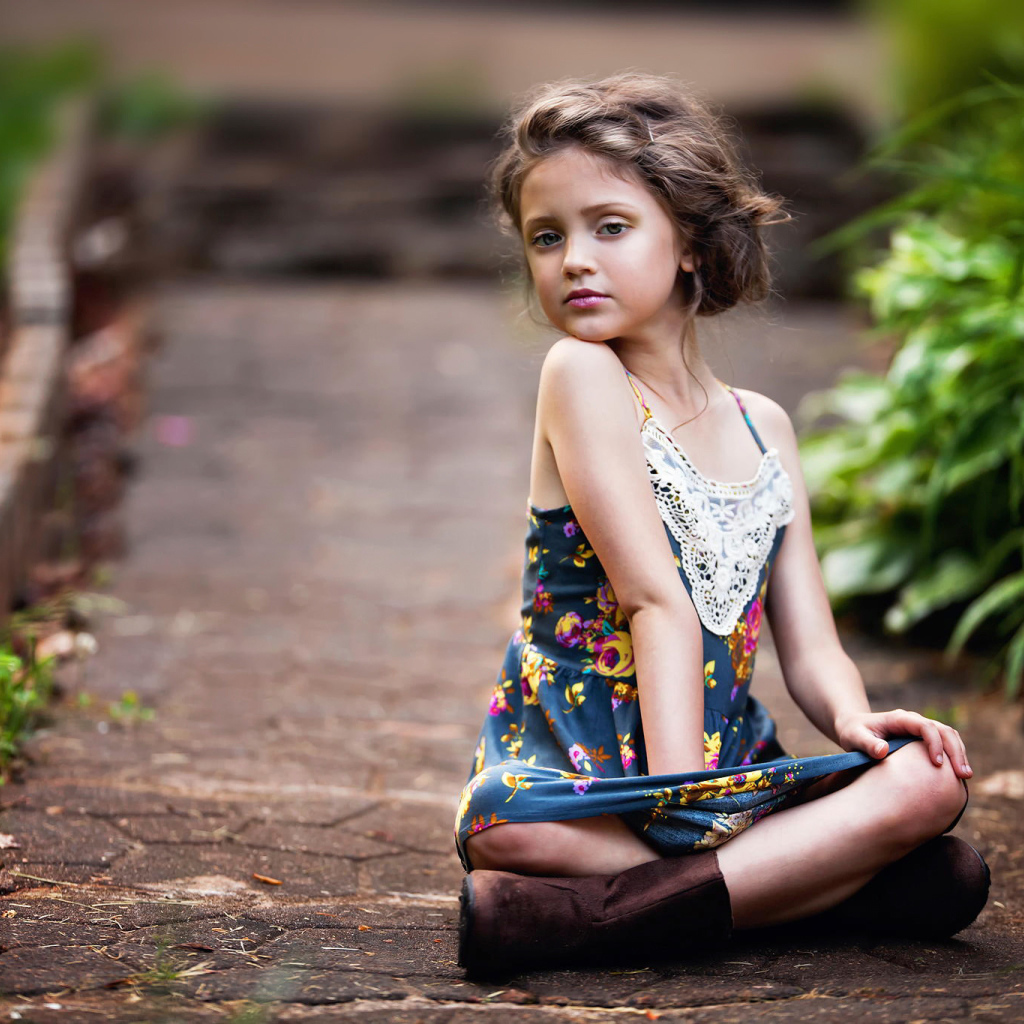 Маленькая девочка в красивом сарафане 