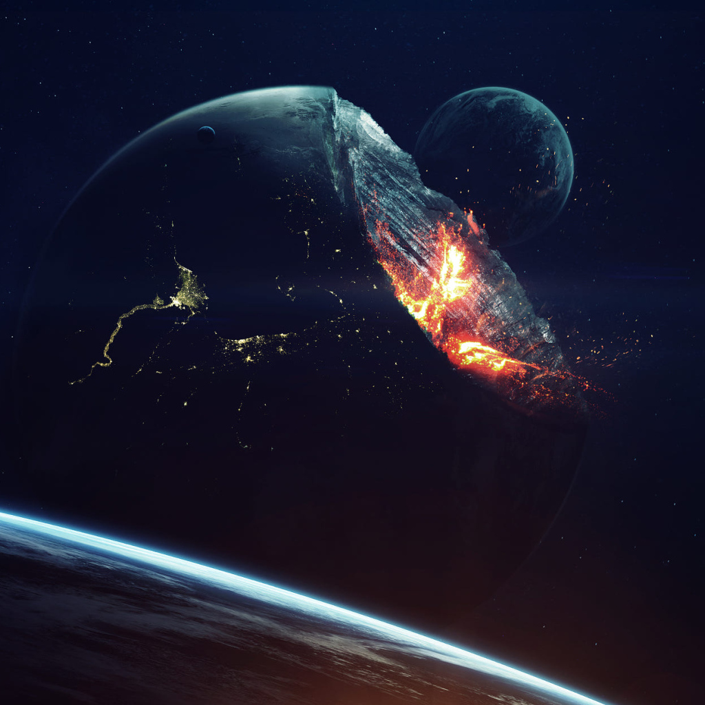 Извержение планеты земля  в космосе