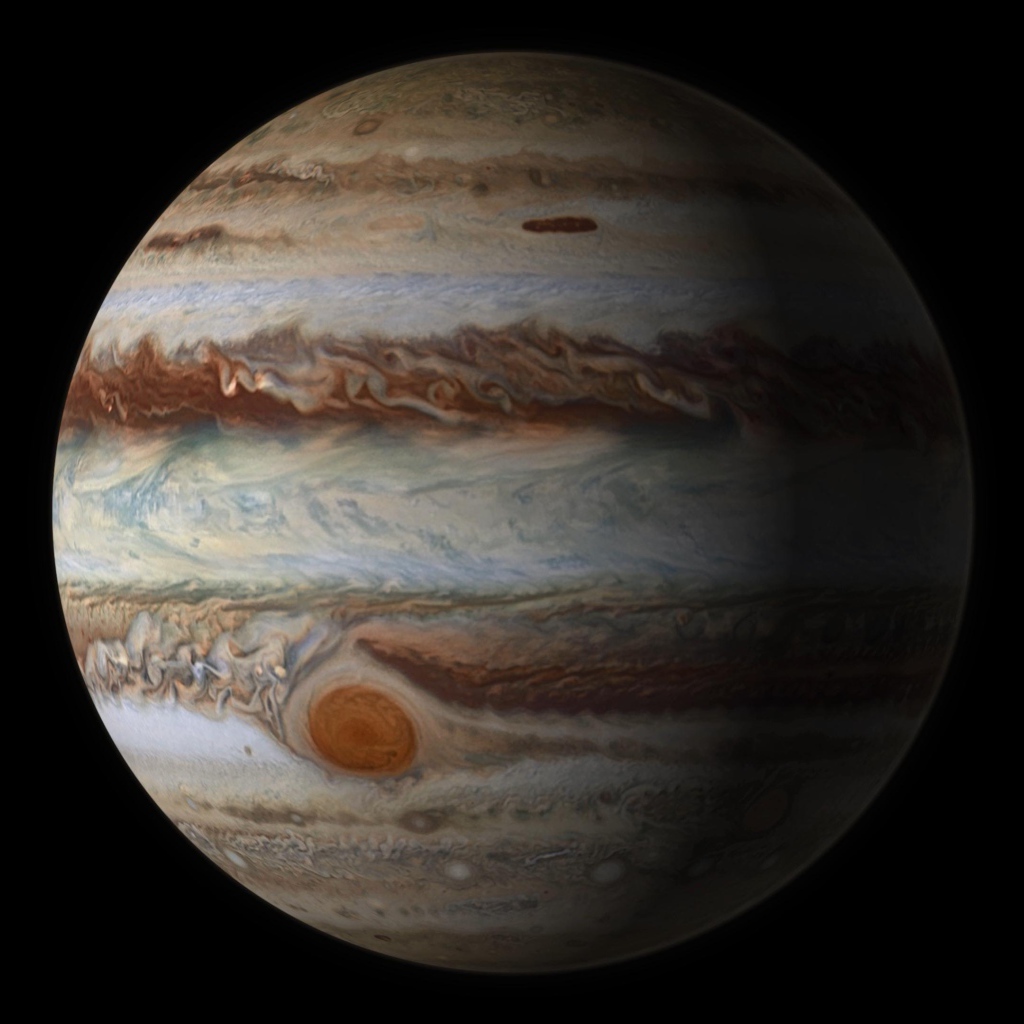 Планета Юпитер на черном фоне 