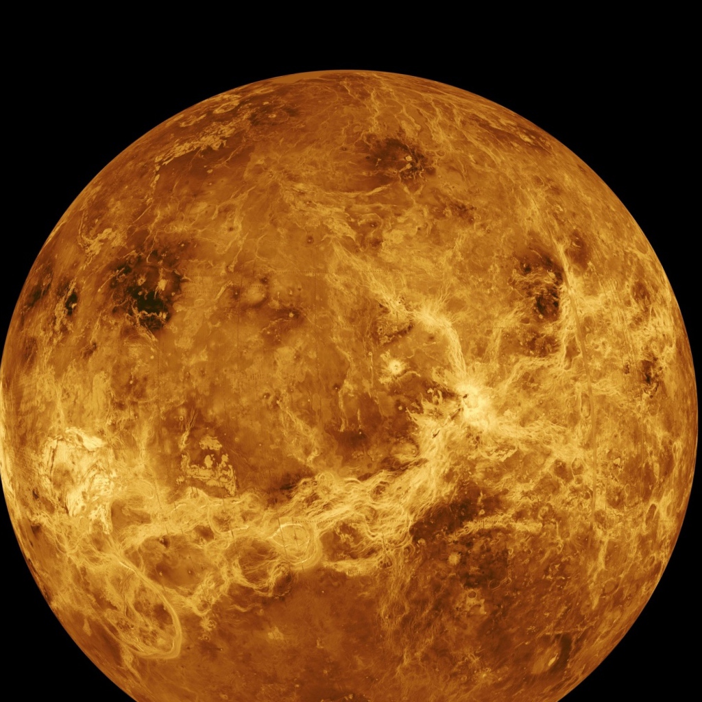 Планета Венера на черном фоне 