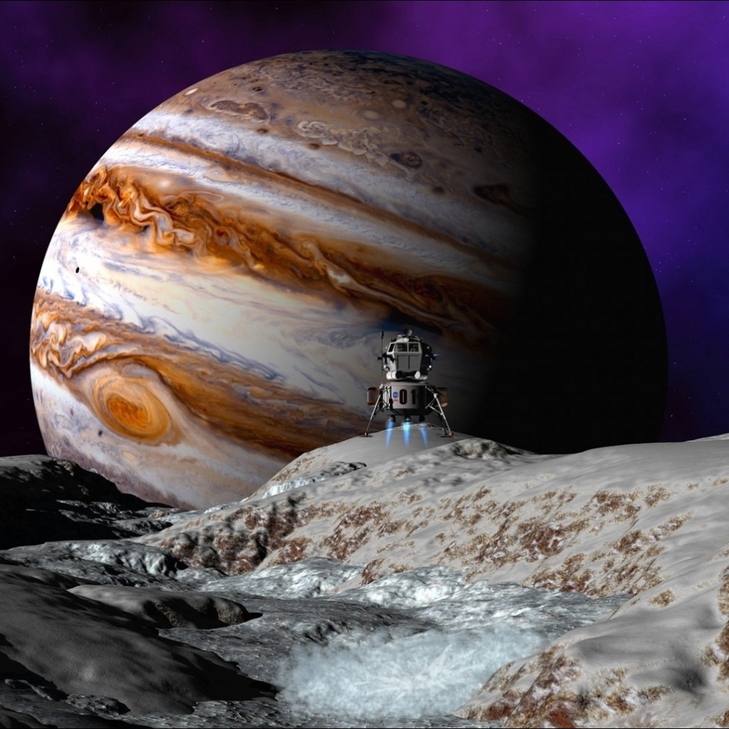 Вид на планету Юпитер с поверхности другой планеты 