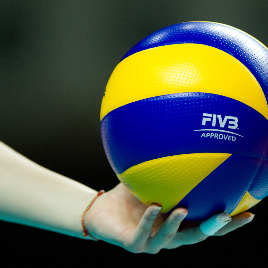 Волейбольный мяч на руке 