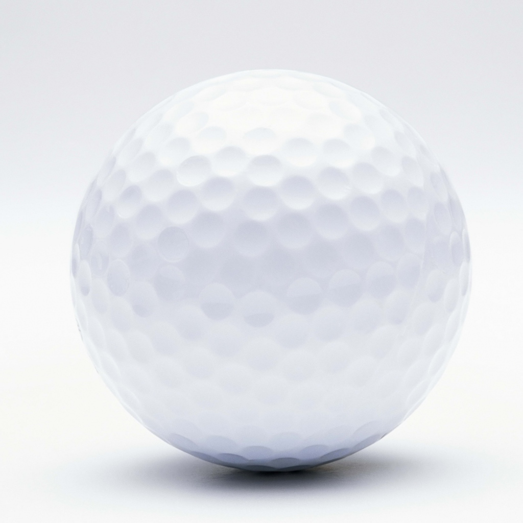 Белый мяч для гольфа на белом фоне крупным планом 