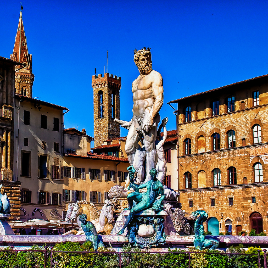 Фонтан Нептуна на площади Синьории, Италия. Флоренция  