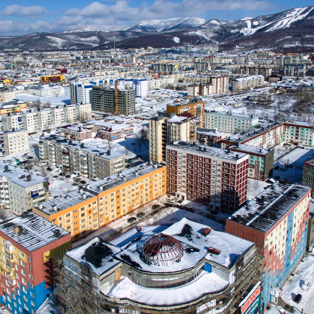 Панорама города Сахалин, Россия 