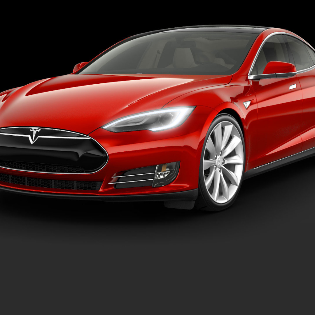 Красный электромобиль Tesla Model S 