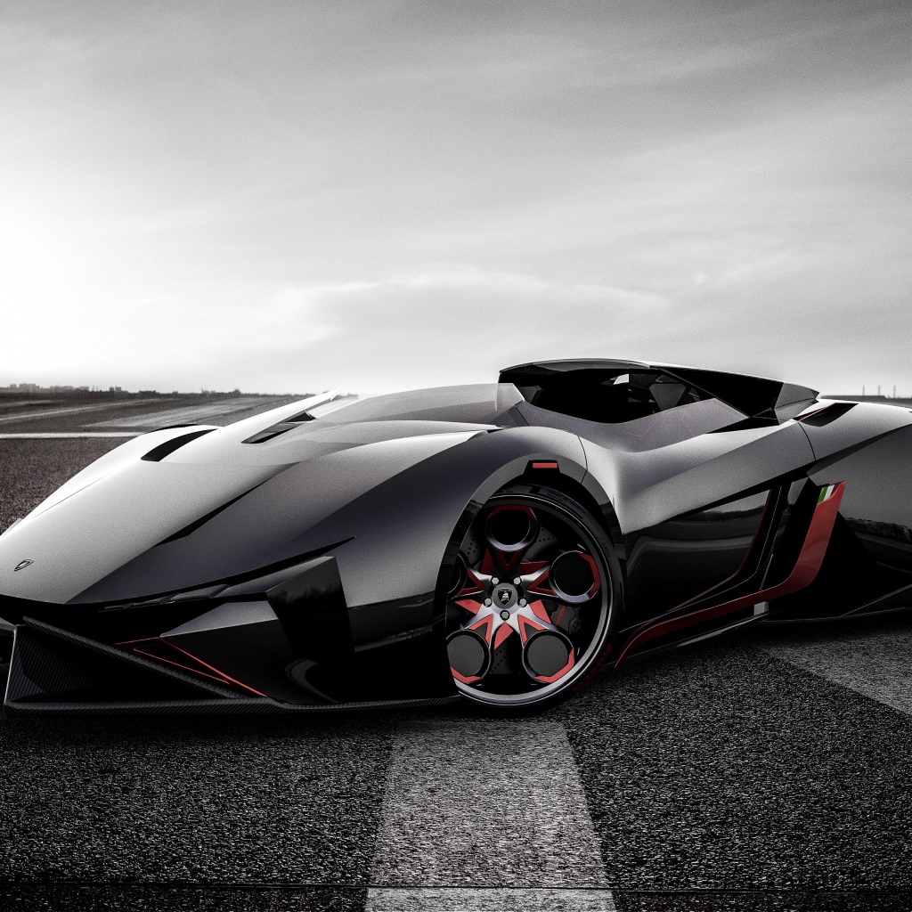 Стильный черный электромобиль Lamborghini Diamante